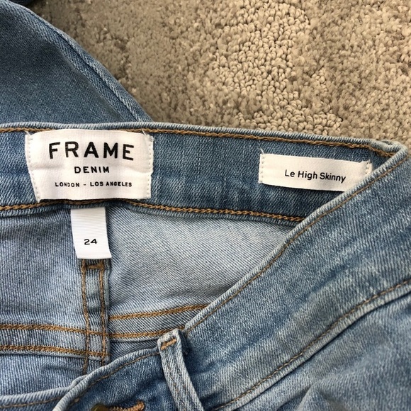 FRAME Le High Waisted Shredded Hem Skinny Jean EUC - Picture 4 of 6